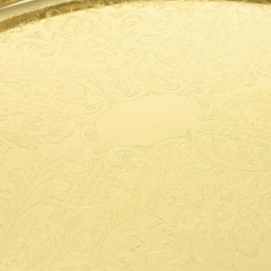 Queen Anne - Oval Tray with Handles - Gold Plated Metal - 50.5x33cm