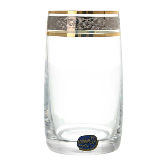 Bohemia Crystal - Highball Glass Set 6 Pieces - Gold & Silver - 450ml - 2700010038