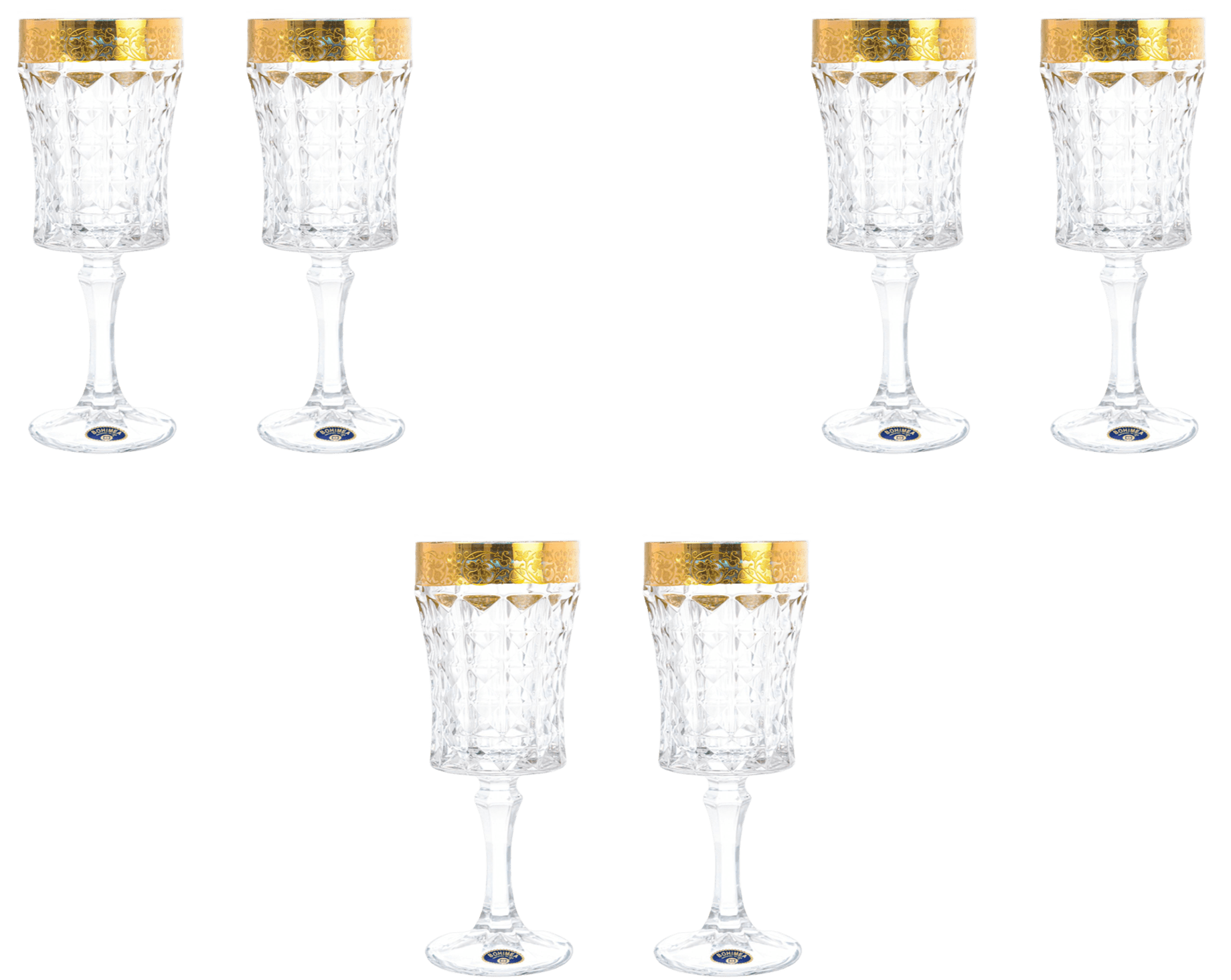 Bohemia Crystal - Goblet Glass Set 6 Pieces - Gold - 200ml - 2700010500