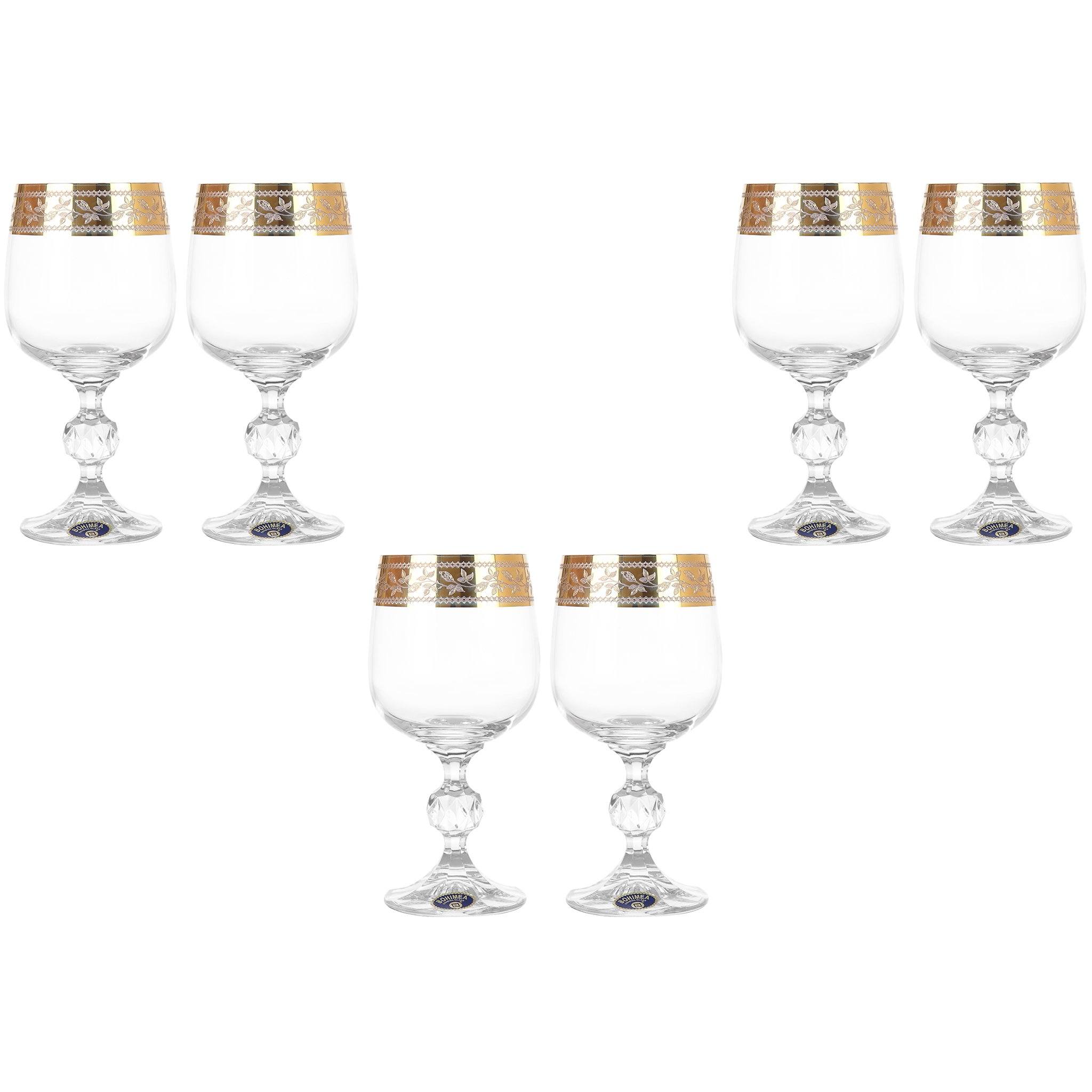 Bohemia Crystal - Goblet Glass Set 6 Pieces - Gold - 230ml - 2700010516