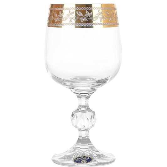 Bohemia Crystal - Goblet Glass Set 6 Pieces - Gold - 230ml - Crystal