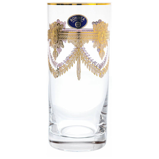 Bohemia Crystal - Highball & Tumbler Glass Set 12 Pieces - Gold - 300ml & 280ml - 2700010687