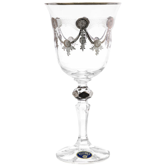 Bohemia Crystal - Goblet Glass Set 6 Pieces - Silver - 220ml - Crystal