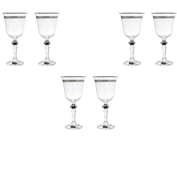 Bohemia Crystal - Goblet Glass Set 6 Pieces - Silver - 220ml - 2700010700
