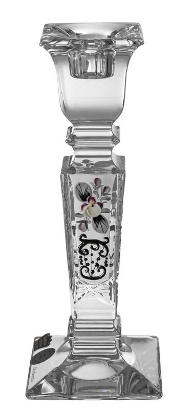 Squared Bohemia Crystal Candle Holder - Light Silver - 270004256