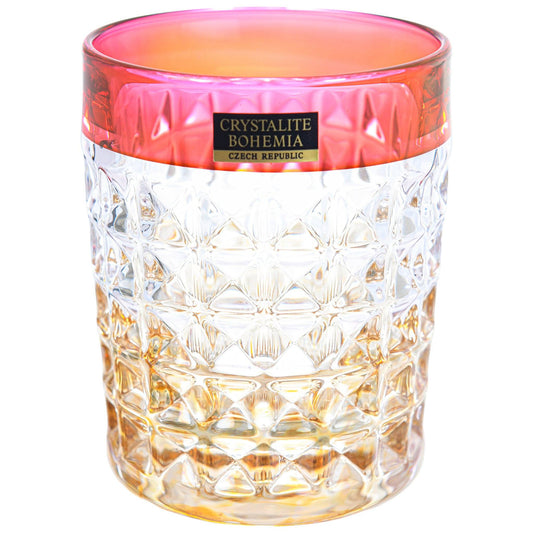 Bohemia Crystal - Tumbler Glass Set 6 Pieces - Red & Yellow - 230ml - Crystal