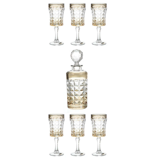 Bohemia Crystal - Diamond Drink Set 7 Pieces - Gold - Crystal