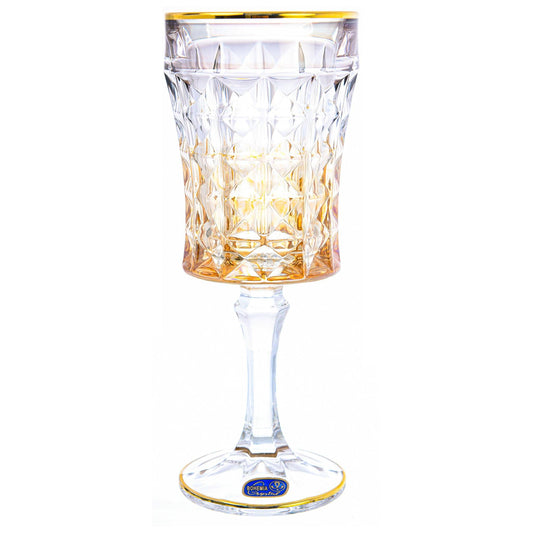 Bohemia Crystal - Goblet Glass Set 6 Pieces - Grey & Yellow - 200ml - Crystal