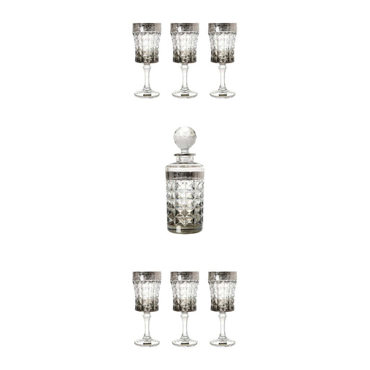 Bohemia Crystal - Diamond Drink Set 7 Pieces - Grey & Silver - Crystal
