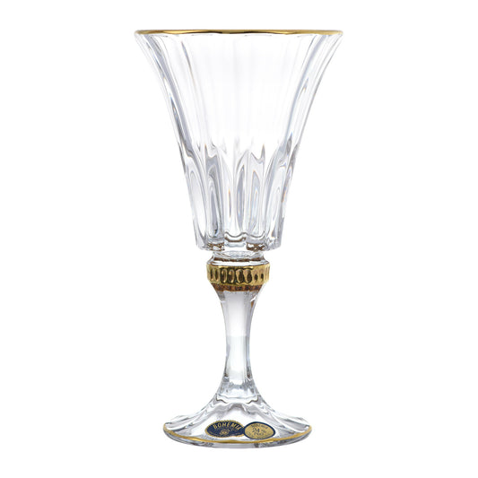 Bohemia Crystal - Goblet Glass Set 6 Pieces With Gold Rim - 240ml - Crystal
