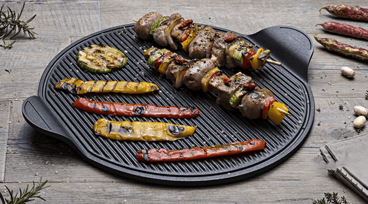Risoli - Round Granito Grill with Handle - 40x34cm - Black - Die Cast Aluminum