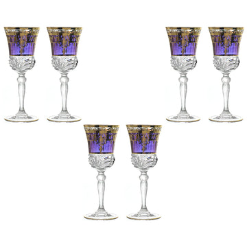 RCR Italy - Goblet Glass Set 6 Pieces Gold & Purple - 220ml