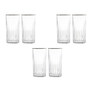 RCR Italy - Timeless Highball Glass Set 6 Pieces - Silver - 370ml - Crystal