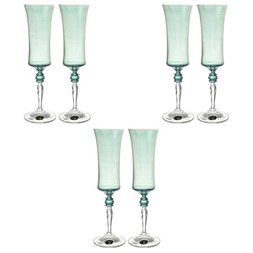 Bohemia Crystal - Flute Glass Set 6 Pieces - Gold - 190ml - 3900010073