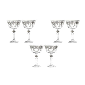 Bohemia Crystal - Cocktail Glass Set 6 Pieces - Silver - 220ml