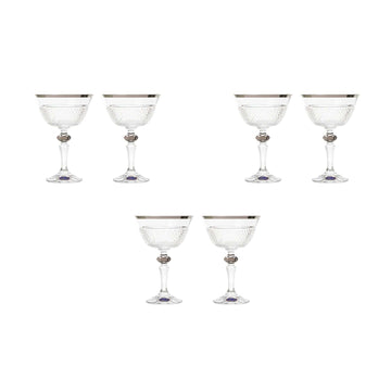 Bohemia Crystal - Cocktail Glass Set 6 Pieces - Silver - 180ml