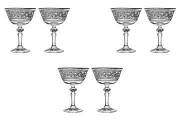 Bohemia Crystal - Cocktail Glass Set 6 Pieces - Silver - 180ml