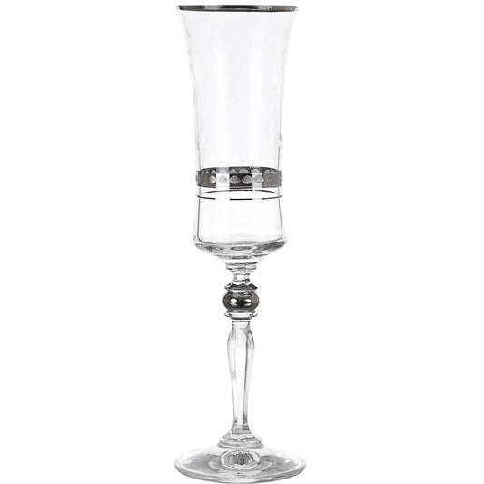 Bohemia Crystal - Flute Glass Set 6 Pieces - Silver - 150ml