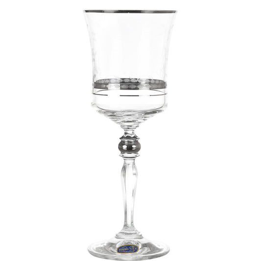 Bohemia Crystal - Goblet Glass Set 6 Pieces - Silver - 220ml
