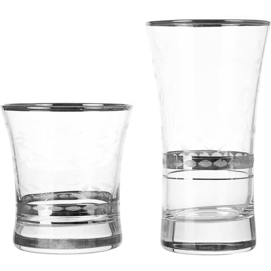 Pasabahce - Highball & Tumbler Glass Set 12 Pieces - Silver - 340ml & 250ml