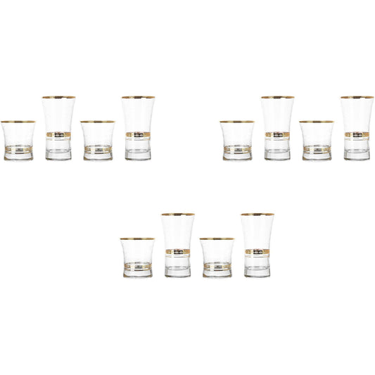 Pasabahce - Highball & Tumbler Glass Set 12 Pieces - Gold - 340ml & 250ml