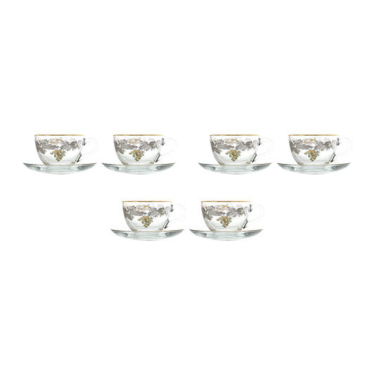 Pasabahce - Tea Set 6 Pieces - Silver & Gold