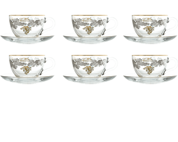 Pasabahce - Tea Set 6 Pieces - Silver & Gold