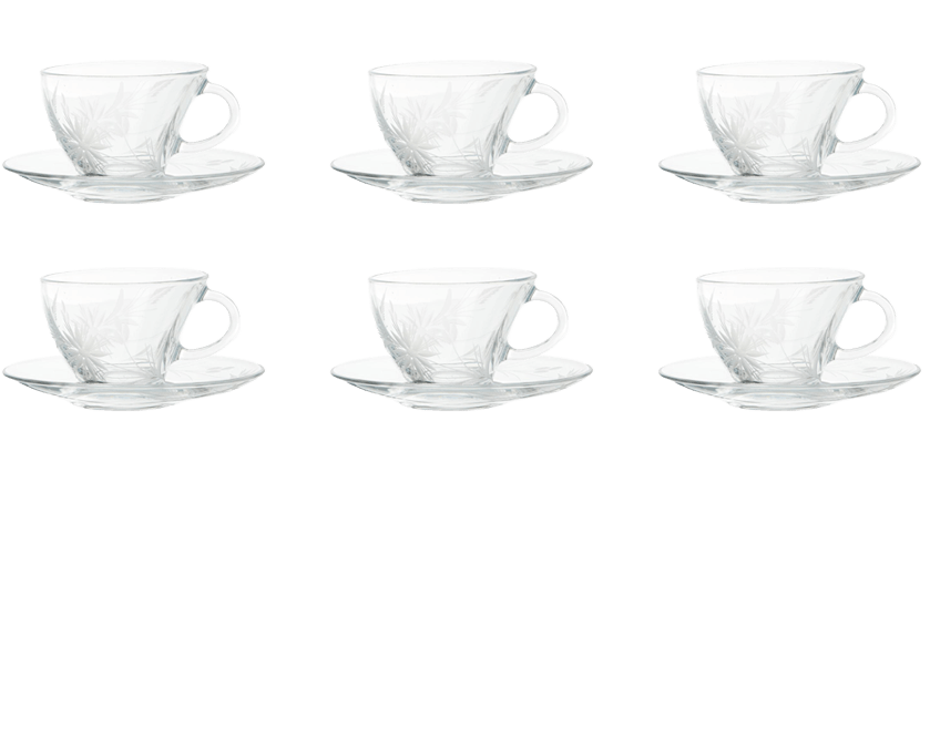 Pasabahce Vela II Glass Cappuccino Cup & Saucer - Set of 6