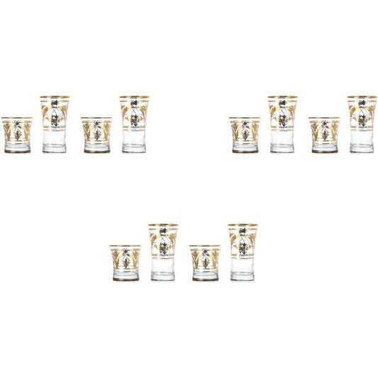 Pasabahce - Highball & Tumbler Glass Set 12 Pieces - Gold - 340ml & 250ml