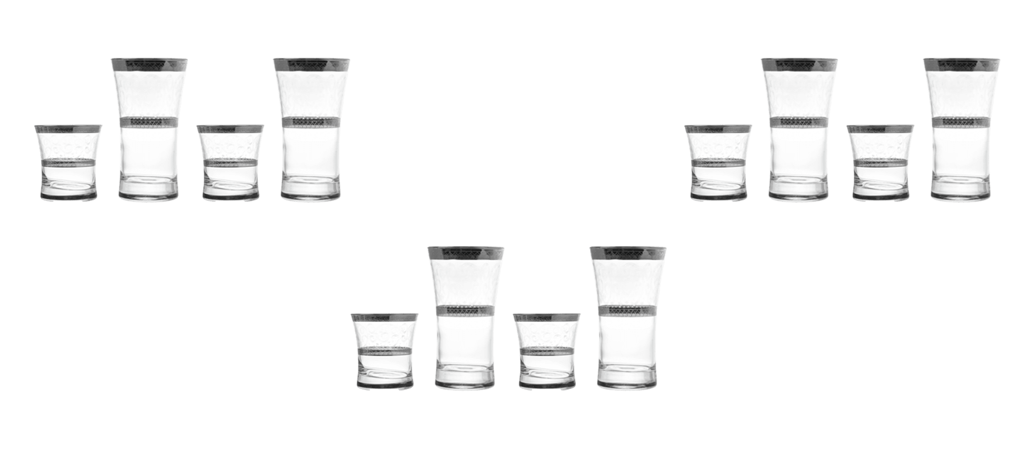Pasabahce Highball & Tumbler Glass Set 12 Pieces Silver 340ml