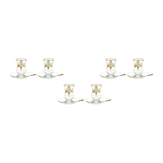 Pasabahce - Istikana Tea Set 6 Pieces - Gold - 100ml