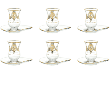 Pasabahce - Istikana Tea Set 6 Pieces - Gold - 100ml