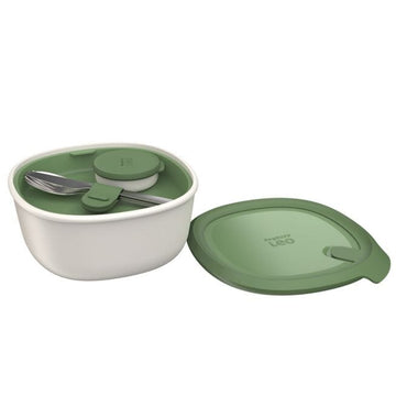 BergHOFF - Leo Lunchbox with Flatware Set 5 Pieces - Green & White - Polypropylene & Stainless Steel