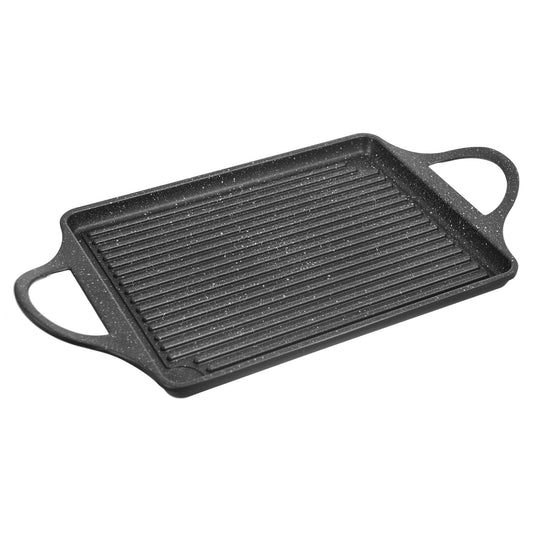 Risoli - Rectangular Granito Grill with Handle - 46 x 25 cm - Black - Die Cast Aluminum