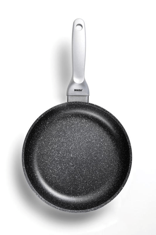 Risoli - Granito Frypan with Silver Handle - Black- Die Cast Aluminum - 20cm