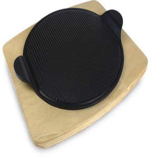 Risoli - Round Grill with Handles - Black - Die Cast Aluminum - 40x34cm