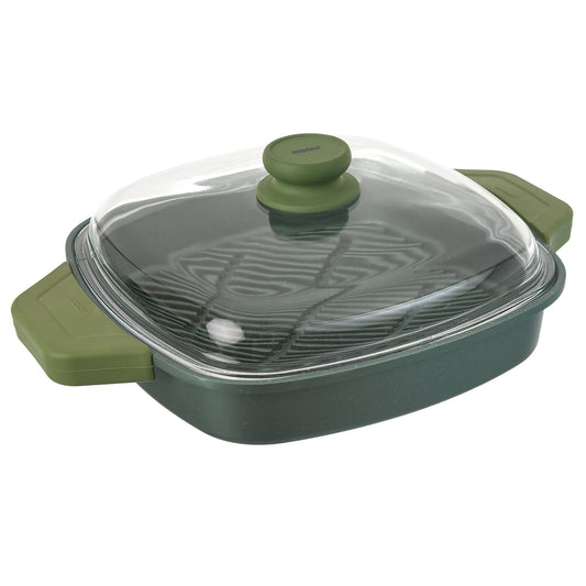 Risoli - Dr. Green Vapor Grill with Glass Lid - 26 x 26 cm - Green