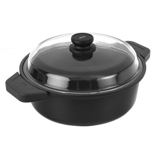 Risoli - Black Plus Pot with Glass Cover - 28 cm - Black
