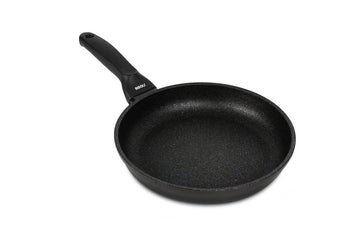 Risoli - Black Plus Frypan with Black Handle - Black - Die Cast Aluminum - 24cm