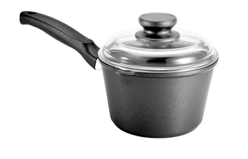 Risoli - Granito Saucepan with Glass Lid - Black - Die Cast Aluminum - 16cm