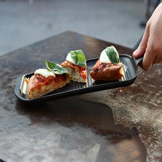 Risoli - Rectangular Finger Food Grill with Handle - Black - Die Cast Aluminum - 32x16cm