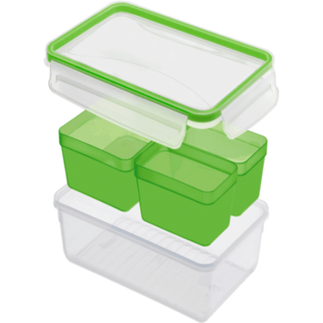 Rotho - Click & Lock Fridge Box Plus 3 Parts - Green - Plastic - 1.5 Lit - 52000258