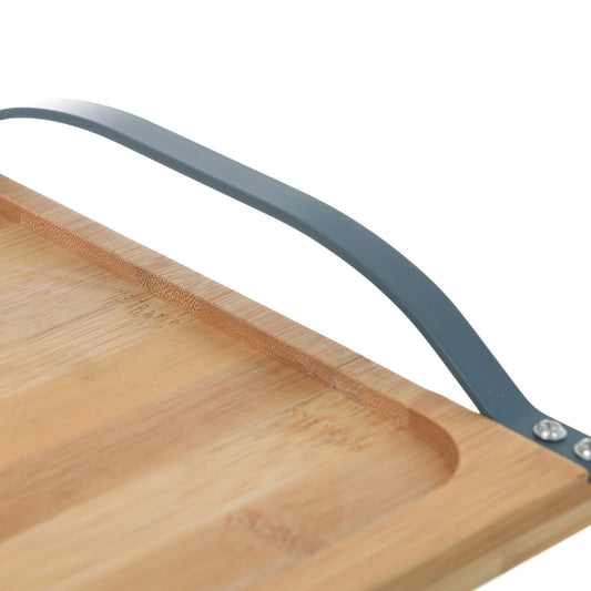 O'lala - Rectangular Wooden Tray With Metal Handle - Petroleum Blue - 24x35cm - 520008174