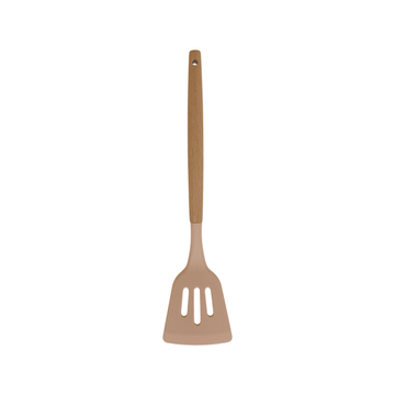 Cook Style - Silicone Kitchen Food Skimmer With Wooden Handle - Beige - 35x8cm - 520008225