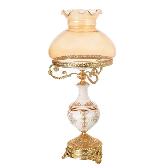 Caroline - Imperial Glass Shade Lamp - Beige & Gold - 49cm
