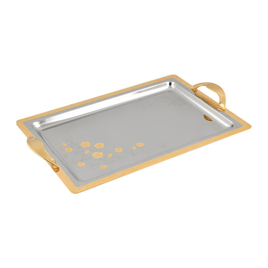 Elegant Gioiel - Rectangular Tray Set with Handles 3 Pieces - Gold - Stainless Steel 18/10