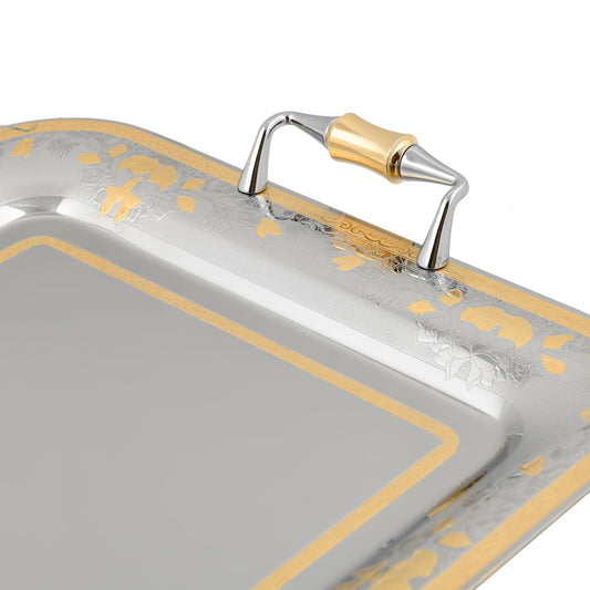 Elegant Gioiel - Rectangular Tray with Handles - Gold - Stainless Steel 18/10 - 50x36cm - 75000179