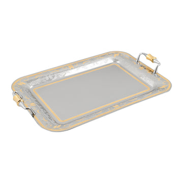 Elegant Gioiel - Rectangular Tray with Handles - Gold - Stainless Steel 18/10 - 45x32cm