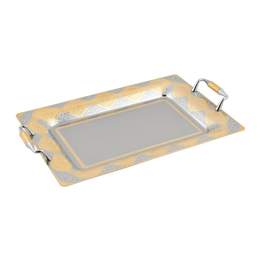 Elegant Gioiel - Rectangular Tray Set with Handles 3 Pieces - Gold - Stainless Steel 18/10 - 75000211