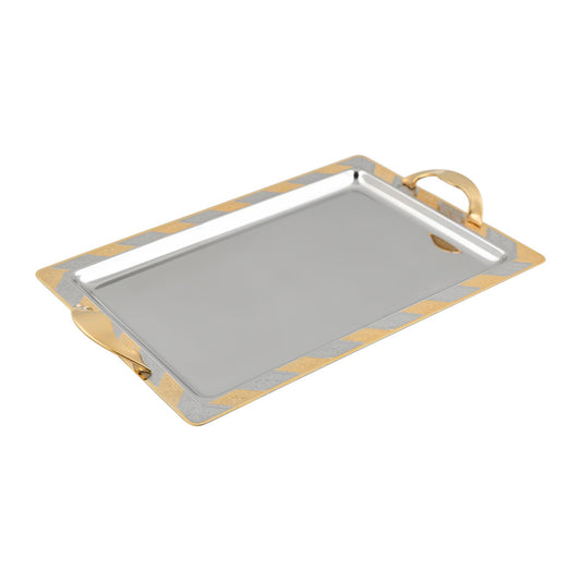Elegant Gioiel - Rectangular Tray Set with Handles 3 Pieces - Gold - Stainless Steel 18/10